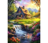 Muaor Rural Garden Scenery Paint by Numbers Kits for Adults Beginners,Painting by Numbers Kits on Canvas for Adults with Frame,Easy DIY Acrylic Pigment Drawing Paintwork for Home Wall Decor 20x30cm