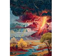 Muaor Volcano Thunder Nature Paint by Numbers Kits for Adults Beginners,Painting by Numbers Kits on Canvas for Adults Frameless,Easy DIY Acrylic Pigment Drawing Paintwork for Home Wall Decor 55x70cm