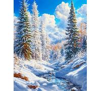 Muaor White Winter Landscape Paint by Numbers Kits for Adults Beginners,Painting by Numbers Kits on Canvas for Adults with Frame,Easy DIY Acrylic Pigment Drawing Paintwork for Home Wall Decor 50x65cm