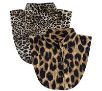 Muaquata 2 Pieces Chiffon Fake Collar Detachable Dickey Collar Half Shirts Blouse False Collar Top for Women Girls Outfits, Leopard Brown, One Size