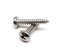 Muarted 10/50pcs M2.2-M6.3,6.5-40mm 316 A4-80 Grade Stainless Steel Cross Pan Round Head Self Tapping Wood Screw(10pcs M4.2x45mm)