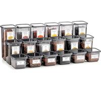 MuauM Storage Jars with Lid, Airtight, Set of 18 Storage Containers, Kitchen Storage and Organisation, Kitchen Organiser, Storage Jars for All Dry Foods, BPA Free (Anthracite/Set of 18)