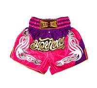 MUAY NATION Muay Thai Shorts for Men Women Slim Cut MMA Boxing Shorts Training Kickboxing Clothing Martial Arts Trunks (XXL, PRM Pink/Purple)