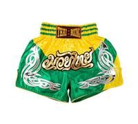 MUAY NATION Muay Thai Shorts for Men Women Slim Cut MMA Boxing Shorts Training Kickboxing Clothing Martial Arts Trunks (M, PRM Green/Yellow)