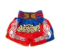 MUAY NATION Muay Thai Shorts for Men Women Slim Cut MMA Boxing Shorts Training Kickboxing Clothing Martial Arts Trunks (XXL, PRM Red/Blue)