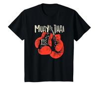 Muay Tai Boxing Mix Martial Arts Combat Fighting Boxer Fists T-Shirt, Youth, Black, Large