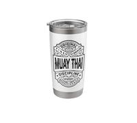 Muay Thai Boxing MMA Fighter Vintage Whiskey Label Stainless Steel Insulated Tumbler
