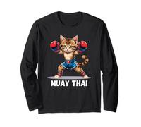 Muay Thai Kitten Cat Lover Martial Artist Thai Boxing Long Sleeve T-Shirt
