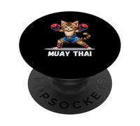 Muay Thai Kitten Cat Lover Martial Artist Thai Boxing PopSockets Adhesive PopGrip