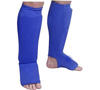 Muay Thai MMA Kickboxing shin Guards, Elite Sports Instep Guard Sparring Protective Leg shin Kick Pads for Kids & Adults (M, Blue)