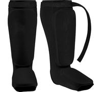 Muay Thai MMA Kickboxing shin Guards, Elite Sports Instep Guard Sparring Protective Leg shin Kick Pads for Kids & Adults (BLACK, XL)
