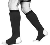 Muay Thai MMA Kickboxing shin Guards, Elite Sports Instep Guard Sparring Protective Leg shin Kick Pads for Kids & Adults (L, Black)