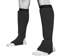 Muay Thai MMA Kickboxing shin Guards, Elite Sports Instep Guard Sparring Protective Leg shin Kick Pads for Kids & Adults (XL, Black)