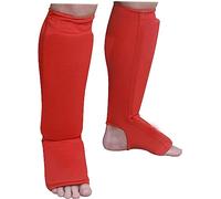 Muay Thai MMA Kickboxing shin Guards, Elite Sports Instep Guard Sparring Protective Leg shin Kick Pads for Kids & Adults (XL, Red)