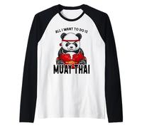 Muay Thai Panda All I Want to Do is Cute Bear Boxer Raglan Baseball Tee