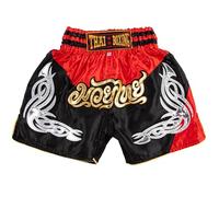 Muay Thai Shorts for Kids (2-12 Years) - Girls & Boys Boxing Trunks for Kickboxing & MMA (UK, Regular, PRM Black/Red)