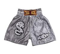 Muay Thai Shorts for Kids (2 Years - 12 Years) Girls Boys Boxing Trunks for Kickboxing MMA (UK, Age, 4 Years, 6 Years, Regular, Dragon Grey)