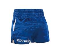 Muay Thai Shorts Kickboxing Shorts Gym Boxing Unisex MMA Shorts Training Workout Trunks with Pocket, Tiger-blue, Medium