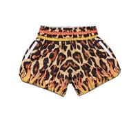 Muay Thai Shorts Kickboxing Shorts Gym Boxing Unisex MMA Shorts Training Workout Trunks with Pocket, Leopard, Large