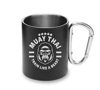 Muay Thai Train Like a Beast Metal Cup Carabiner Handle, Camping Mug