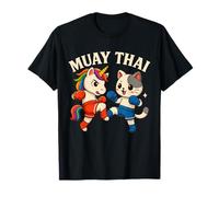 Muay Thai Unicorn Vs Cat Boxing Match for Kids T-Shirt