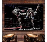 Muay Thai VS Boxing Poster Flag for Gym Fighting Hall Decor, Sports Wall Chart Wall Art Tapestry Gift for Combat Lovers B2
