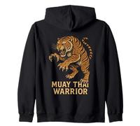 Muay Thai Warrior Tiger Kickboxing Fighter Art Zip Hoodie