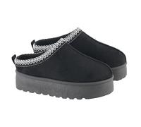 Mubberry Women’s Suede Platform Slippers | Faux Fur Lined Warm Winter Slip-On | Ladies Plush Indoor Outdoor Anti-Skid Thermal House Shoes