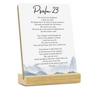 MUBIAO Bible Verse Desk Decor Rustic Plaque with Wood Stand, Psalm 23 Scriptures Mountain Wooden Sign, Christian Decorative Wood Sign for Home Office Shelf Decor