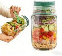 MUBOYI Side Opening Salad Box Mason jar,Multifunctional Integrated Meal Preparation Suitable for Work, Outdoor, and Travel