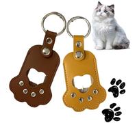 Mubuni 2PCS Dog Cat Paw Shape Leather Keychain Pendant,Pet Hair Storage Pouch Fur Memorial Keyring,Cute Paw Keychains Pet Hair Keepsake Keyring,Leather Pet Memorial Keychains(Yellow and brown)