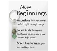 Mubuni Crystal Keychain Gift for New Beginnings,Good Luck Keychain Gifts for Women,Ne/w Begin/nings Keych/ain G/ifts for Women,Moonstone Crystal Keych/ain Gi/fts,Inspirational Encouragement