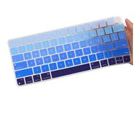 MUBUY Design for Apple iMac 24 Inch Magic Keyboard Cover, Silicone Keyboard Skin for 2021 iMac 24 Touch ID Model A2449 A2450, iMac Magic M1 Chip Keyboard Accessories-Strip Blue