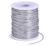MUBYOK 1.5mm Silver Elastic String for Car Freshie Supplies | 110 Yards Metallic Stretchy Cord for Bracelets Jewelry Making,DIY Crafts Gift Wrapping,Ornament Hanging & Hair Braids