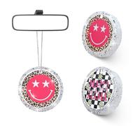 MUBYOK 2 Pack Round Handmade Car Freshie - Midnight Ice Scented Hanging Cars Air Fresheners with Cardstock,Scented Aroma Beads,Glitter - Long Lasting Fragrance HandCrafts Gifts for Any Occasion