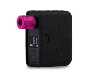 Muc-Off AirMach Electric Mini Inflator Pro, 120 PSI USB-C | Bike Tyre Pump with LED Display Presta, Schrader, Big Bore Compatible, Aluminium Body, AirHose and Adapters