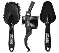 Muc-Off 3 Piece Brush Kit - Bike Cleaning Brushes, Motorbike Cleaning Brushes, Car Cleaning Brush Set - Bike Cleaning Kit with Chain Brush, Black