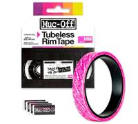 Muc Off Tubeless Rim Tape - Pressure-Sensitive Semi-Transparent Rim Tape for Tubeless Bike Tyre Setups - Extreme Strength and Durability - 10m Roll with 4 Seal Patches - 28mm