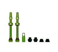 Muc-Off Tubeless Valves V2-7075 Aluminium Presta Valves with Core Removal Tool - Air Flow System for Mountain Bike, Road and Gravel Wheels - Compatible with Rim Inserts - Green, 60mm