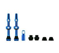 Muc-Off Tubeless Valves V2-7075 Aluminium Presta Valves with Core Removal Tool - Air Flow System for Mountain Bike, Road and Gravel Wheels - Compatible with Rim Inserts - Blue, 44mm