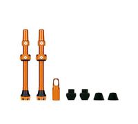 Muc-Off Tubeless Valve Kit V2 - 7075 Aluminium Presta Valves with Core Removal Tool - Orange 60mm