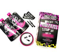 Muc-Off Ultimate Tubeless Setup Kit - Complete Tubeless Conversion Kit with Sealant, Rim Tape, Valves, and Patches - Fits MTB, Road, Gravel & CX Wheels - Road/Gravel (21mm Tape / 60mm Valves)