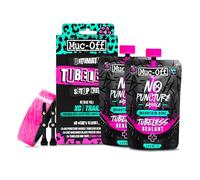 Muc-Off Ultimate Tubeless Setup Kit, XC/Trail, 25mm/44mm | Complete Tubeless Conversion Kit with Sealant, Rim Tape, Valves, and Patches, Fits MTB, Road, Gravel & CX Wheels