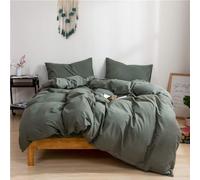 Mucalis Sage Green Duvet Cover Queen 100% Natural Washed Cotton Duvet Cover Set Full 3pc Solid Modern Dark Green Bedding Duvet Cover Set with Zipper Closure Corner Ties,Soft-No Comforter
