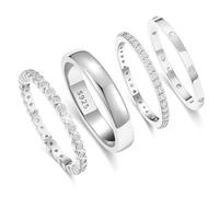 MUCCA 4 Pcs Sterling Silver Ring Set for Women - 925 Sterling Silver Cubic Zirconia Thumb Rings for Stacking & Exquisite Jewellery Gifts