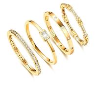 MUCCA 4PCS Gold Rings For Women Delicate Stackable Minimalist 14K Gold Rings Set Gift For Women Dainty Jewelry Collection To Layer Or Wear Alone As Stylish Everyday Jewelry