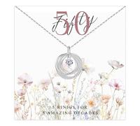 MUCCA 50th Birthday Gifts for Women 925 Sterling Silver Necklace for Women Personalised 50th birthday Gifts Ideas with Cards for Mum Daughter Sister Grandma