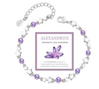 MUCCA Birthstone Bracelets for Womens Dainty Crystal Zirconia Silver Bracelet for Women Friendship Bracelet Birthday Jewellery Gift for Mum Sisters Friend