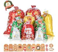 MUCCA Christmas Bags - 36 Pcs Reusable Gift Bags - Medium, Large, Small - Includes 50 Tags