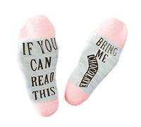 Muccp If You Can Read This Bring Me Coffee Tacos Socks for Women Family Gifts Funny Sock (Chocolate-Pink)